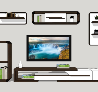 现代电视柜SU模型下载